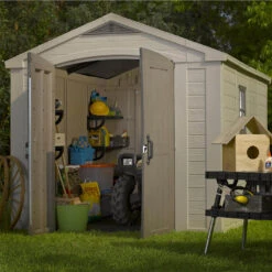 Keter Factor Outdoor Apex Garden Storage Shed 8 X 11 Feet - Beige -Fresh Gardenly Store 011 1400