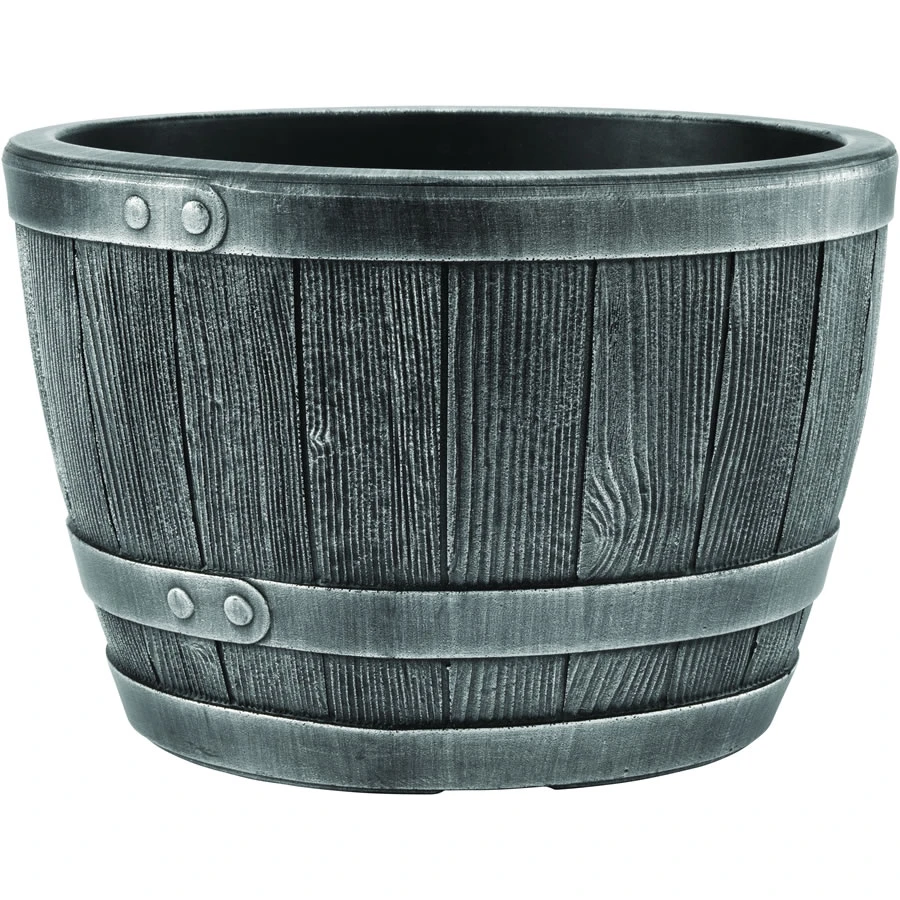Blenheim Black Oak & Pewter Effect Half Barrel Planter - 40cm 3 Blenheim Black Oak & Pewter Effect Half Barrel Planter - 40cm