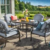 Hartman Amalfi 4 Seat Round Lounge Set In Antique Grey/Platinum -Fresh Gardenly Store L Amalfi round 4 seat lounge antique grey platinum