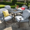 Hartman Amalfi 4 Seat Square Lounge Set With Fire Pit In Antique Grey/Platinum -Fresh Gardenly Store L Amalfi square 4 seat lounge antique grey platinum