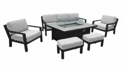 Hartman Apollo Lounge Set With Rectangular Fire Pit Table In Carbon/Pewter