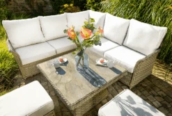 Hartman Heritage Tuscan Square Corner Sofa Set In Beech/Dove -Fresh Gardenly Store L Heritage square corner fully woven tuscan table detail footstools beech