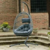 Holly Single Folding Hanging Egg Chair Cocoon In Grey -Fresh Gardenly Store L Holly Cocoon