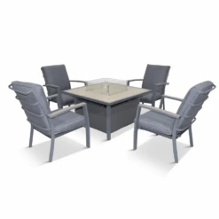 LG Monza Relaxer Set With Gas Firepit Table -Fresh Gardenly Store L MNZ SET15