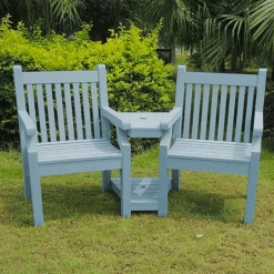 Sandwick Winawood 2 Seater Wood Effect Love Seat - Blue