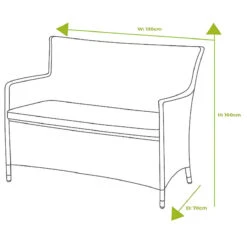 Hartman Heritage 2 Seater High Back Bench With Cushion In Ash / Slate -Fresh Gardenly Store L1 Hartman heritage high back 2 seat bench size 1