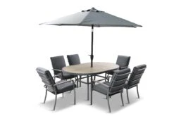 LG Monza 6 Seat Set With Highback Armchairs And 3.0m Parasol -Fresh Gardenly Store L1 MNZ SET6