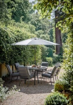 LG Monza 6 Seat Set With Highback Armchairs And 3.0m Parasol