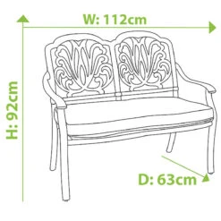 Hartman Amalfi 2 Seat Bench In Bronze / Amber -Fresh Gardenly Store L1 hartman amalfi 2 seat bench size 1
