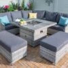 Hartman Heritage Grand Square Corner Sofa Set With Gas Fire Pit Table In Ash / Slate