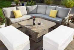 Hartman Heritage Grand Tuscan Square Corner Sofa Set In Beech / Dove - NO BENCHES -Fresh Gardenly Store L2 hartman heritage grand tuscan square casual dining set beech dove no benches