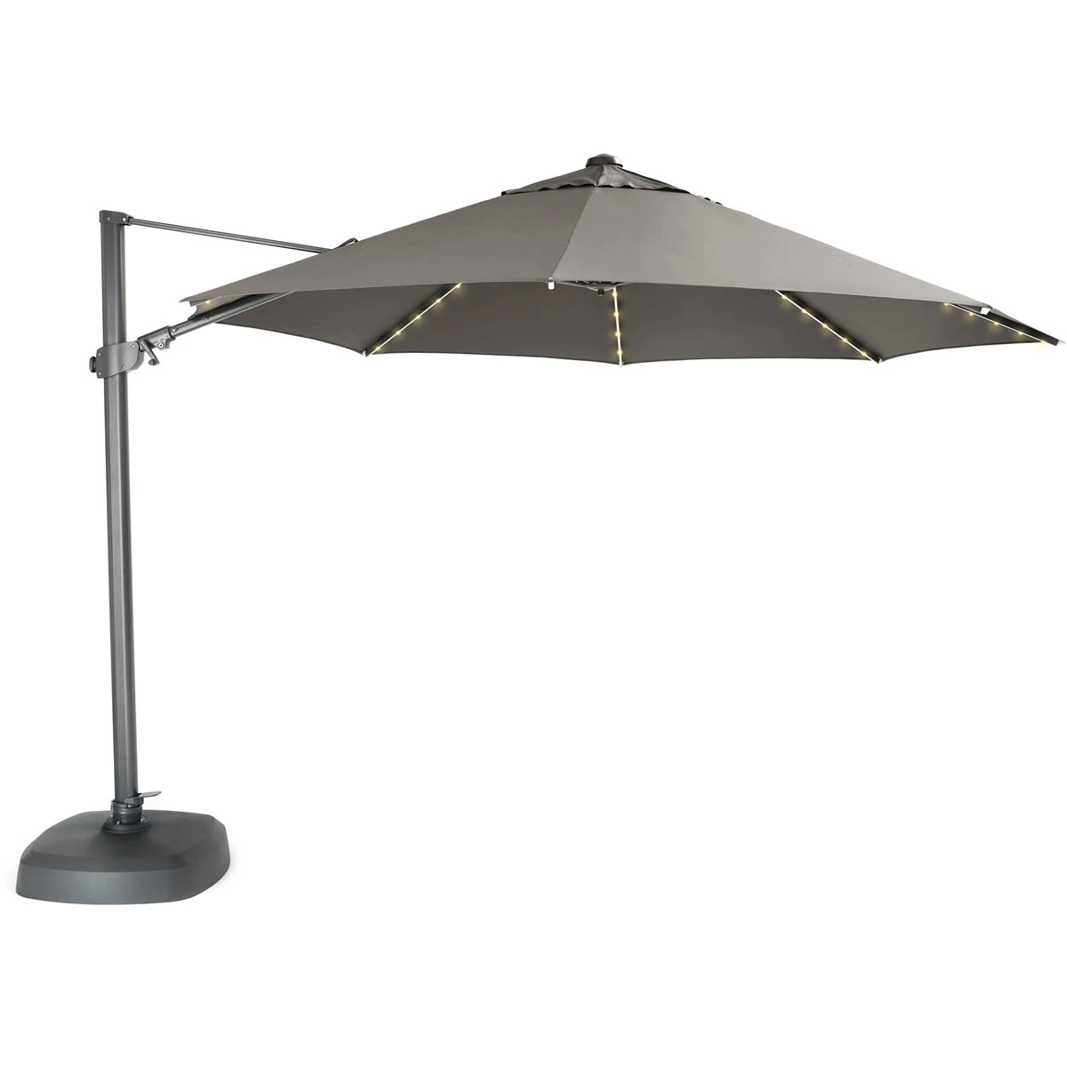 Kettler 3.5m Free Arm Parasol With LEDs And Wireless Speaker In Grey 3 Kettler 3.5m Free Arm Parasol With LEDs And Wireless Speaker In Grey