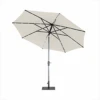 Kettler 3.0m Wind Up Parasol With Tilt, Natural Canopy And LED Lights
