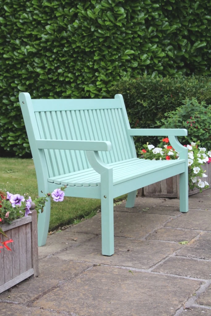 Sandwick Winawood 3 Seater Wood Effect Garden Bench - Duck Egg Green 5 Sandwick Winawood 3 Seater Wood Effect Garden Bench - Duck Egg Green - Image 3