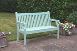 Sandwick Winawood 2 Seater Wood Effect Garden Bench - Duck Egg Green