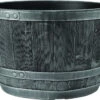 Blenheim Black Oak & Pewter Effect Half Barrel Planter - 61cm -Fresh Gardenly Store blenheim half barrel pewter