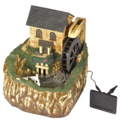 Solar Powered Water Mill Fountain With Light -Fresh Gardenly Store fountain mill studio