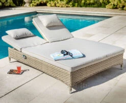 Hartman Heritage Double Lounger With Cushion In Beech / Dove