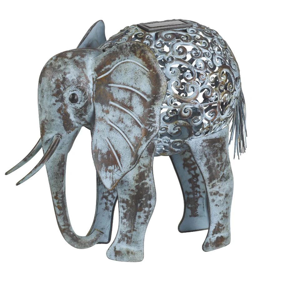 Metal Silhouette Elephant - Solar Powered 3 Metal Silhouette Elephant - Solar Powered