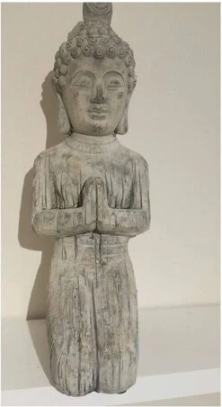 Kneeling Buddha - Stone Effect Finish