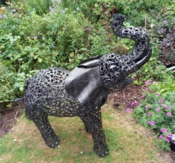Standing Filigree Metal Elephant Sculpture Garden Ornament - 1.2m (4ft) 8 Standing Filigree Metal Elephant Sculpture Garden Ornament - 1.2m (4ft) -Fresh Gardenly Store l AN181 2