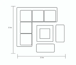 Hartman Apollo Square Corner Sofa Set With Lounge Chairs And Fire Pit Table In Carbon/Pewter -Fresh Gardenly Store l Apollo square firepit