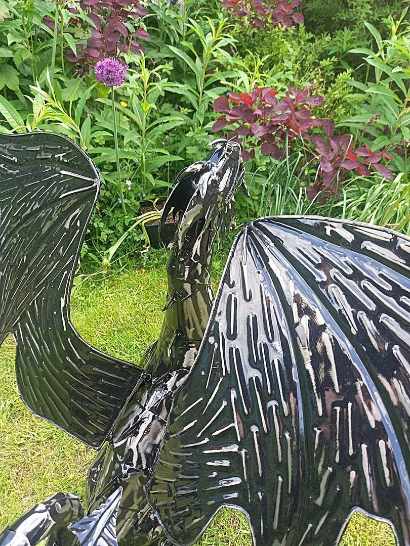 Mystical Dragon Garden Sculpture In Platework Metal - 56cm Tall 6 Mystical Dragon Garden Sculpture In Platework Metal - 56cm Tall - Image 4