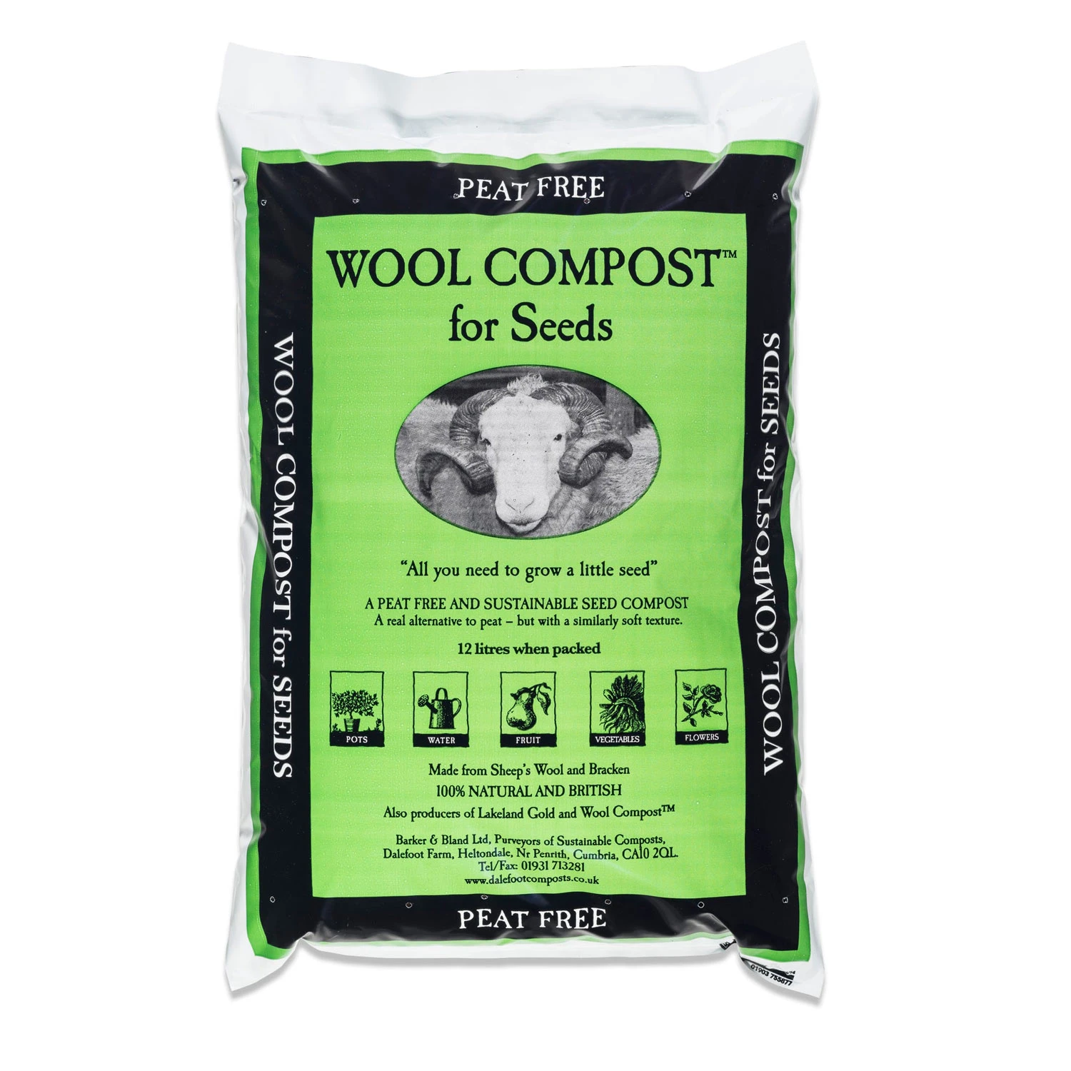 2 X 12L Dalefoot Peat Free Fine Wool Seed Compost 3 2 X 12L Dalefoot Peat Free Fine Wool Seed Compost