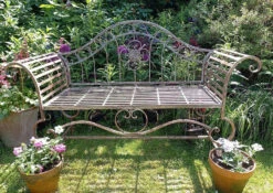 Ornate Verdigris Metal Garden Bench, 93cm X 107cm