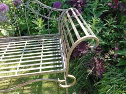 Ornate Verdigris Metal Garden Bench, 93cm X 107cm -Fresh Gardenly Store l GF15 3