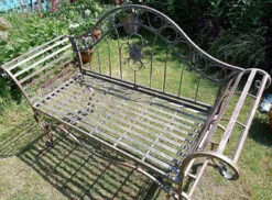 Ornate Verdigris Metal Garden Bench, 93cm X 107cm -Fresh Gardenly Store l GF15 4