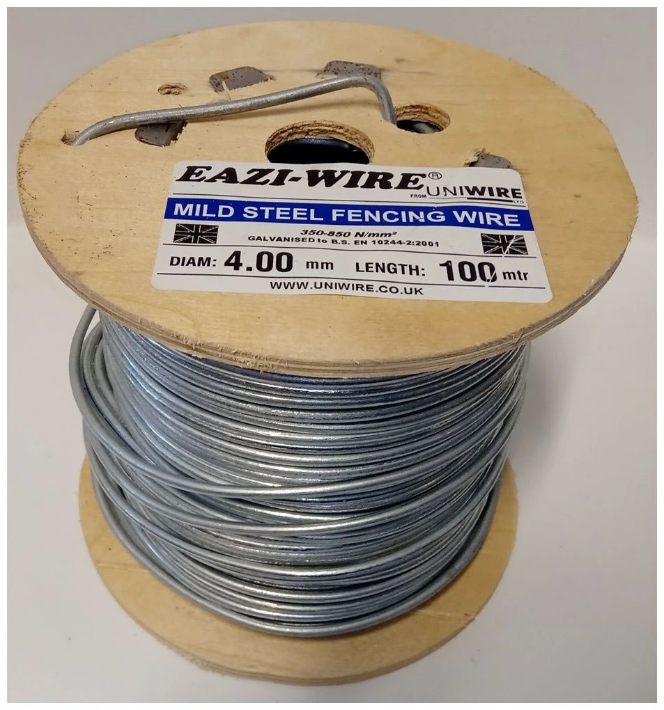 100m Roll Of 4mm Diameter Galvanised Mild Steel Line Or Straining Wire In A Handy Spool 3 100m Roll Of 4mm Diameter Galvanised Mild Steel Line Or Straining Wire In A Handy Spool