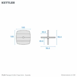 Kettler 3.3m Free Arm Grey Frame / Grey Taupe Canopy Parasol (with LED Lights And Wireless Speaker) -Fresh Gardenly Store l Kettler freearm 2