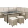 Kettler Palma Left Hand Corner Sofa With Fire Pit Table In Oyster And Stone