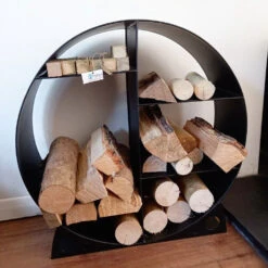Black Steel Round Log Store & Shelves 8 Black Steel Round Log Store & Shelves -Fresh Gardenly Store l Log Store 2