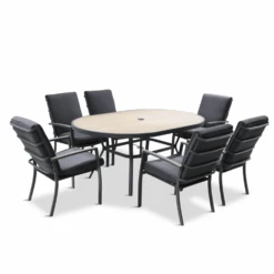 LG Monza 6 Seat Set With Highback Armchairs And 3.0m Parasol -Fresh Gardenly Store l MNZ SET6