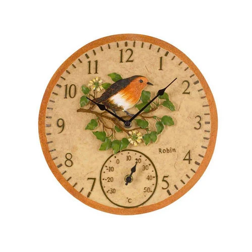 Outdoor Robin Wall Clock And Thermometer 3 Outdoor Robin Wall Clock And Thermometer