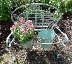 Verdigris Metal Garden Bench Pot Planter Holder 10 Verdigris Metal Garden Bench Pot Planter Holder -Fresh Gardenly Store l PL18 2