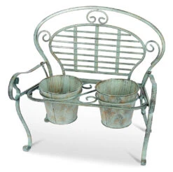 Verdigris Metal Garden Bench Pot Planter Holder 11 Verdigris Metal Garden Bench Pot Planter Holder -Fresh Gardenly Store l PL18 Main