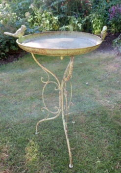 Aged Verdigris Decorative Bird Bath With Three Legs