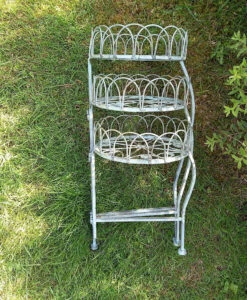 Three Tiered Metal Folding Pot Planter Holder - White And Bronze 10 Three Tiered Metal Folding Pot Planter Holder - White And Bronze -Fresh Gardenly Store l PL41 4