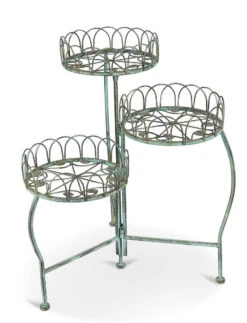 Three Tiered Metal Folding Pot Planter Holder - White And Bronze 11 Three Tiered Metal Folding Pot Planter Holder - White And Bronze -Fresh Gardenly Store l PL41 Main