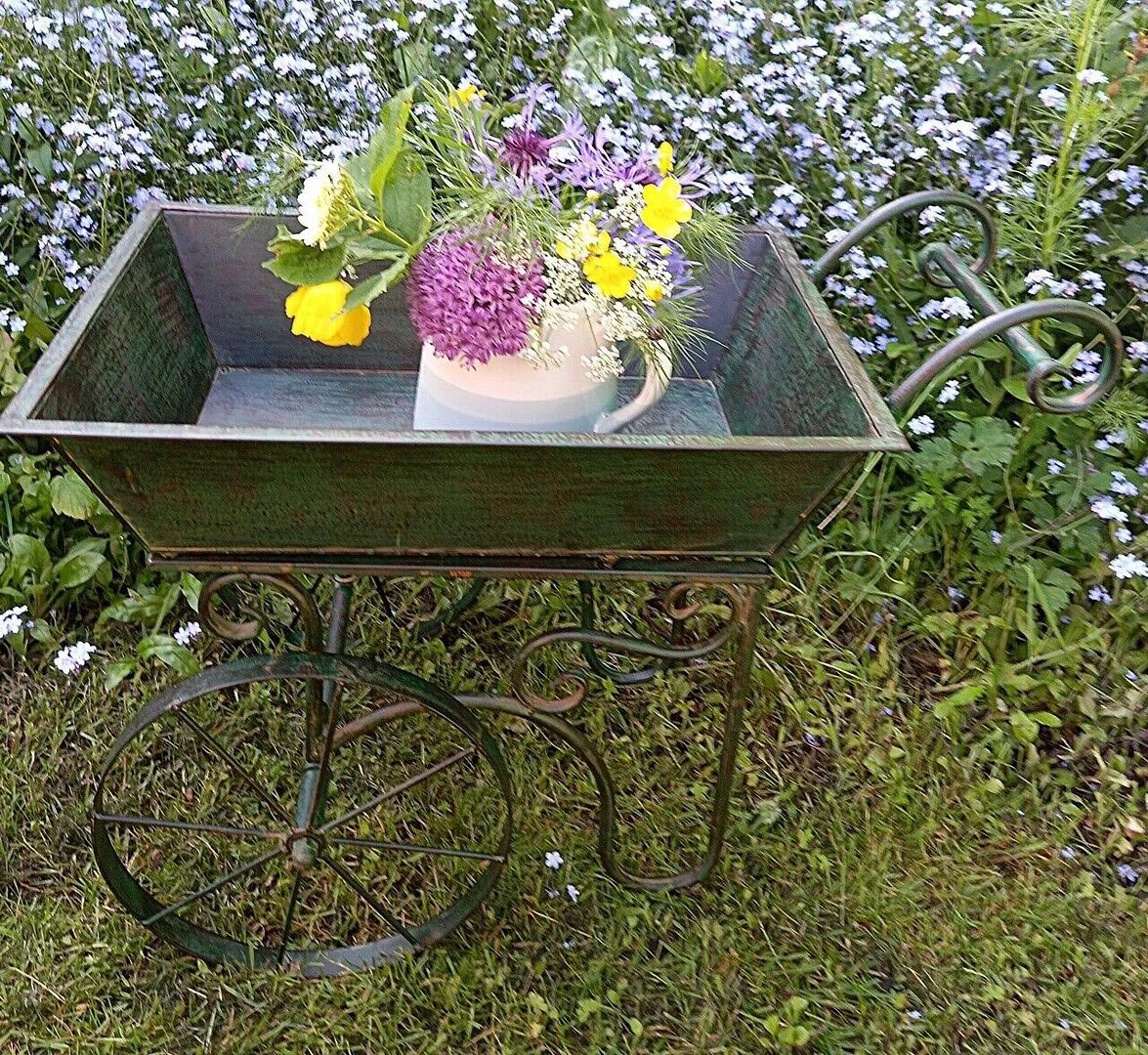 Metal Flower Cart Planter - 55cm Long 4 Metal Flower Cart Planter - 55cm Long - Image 2