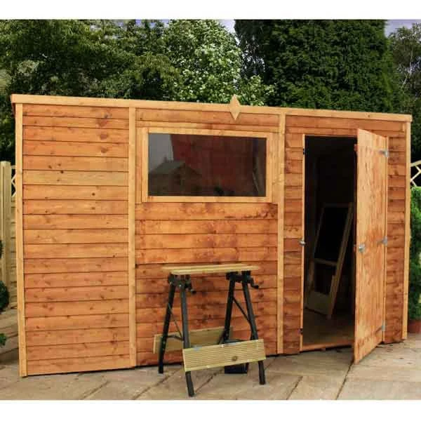 10 X 6 Overlap Single Door Pent Wooden Garden Shed 3 10 X 6 Overlap Single Door Pent Wooden Garden Shed