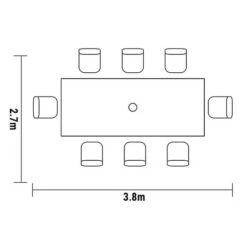 Hartman Amalfi 8 Seat Rectangular Dining Set In Bronze / Amber -Fresh Gardenly Store l amalfi 8 seat dining set footprint