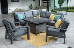 Hartman Aurora Square Corner Sofa Set With Adjustable Table & Lounge Chairs - Matt Xerix/Zenith -Fresh Gardenly Store l aurora square corner adj table chairs xerix 3