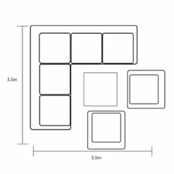 Hartman Aurora Square Corner Sofa Set With Adjustable Table & Lounge Chairs - Matt Xerix/Zenith -Fresh Gardenly Store l aurora square corner chairs