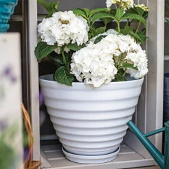 Kelkay Plant Avenue Vale Pot With Built In Saucer In White
