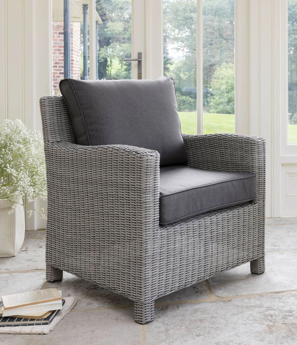 Kettler Palma Weave Armchair - White Wash And Taupe 3 Kettler Palma Weave Armchair - White Wash And Taupe