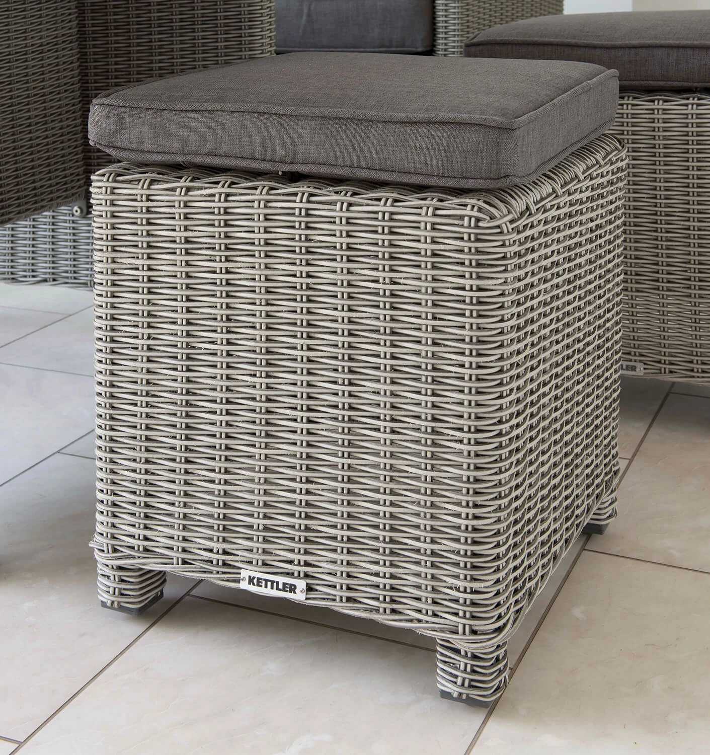 Kettler Palma Stool In White Wash And Taupe 3 Kettler Palma Stool In White Wash And Taupe